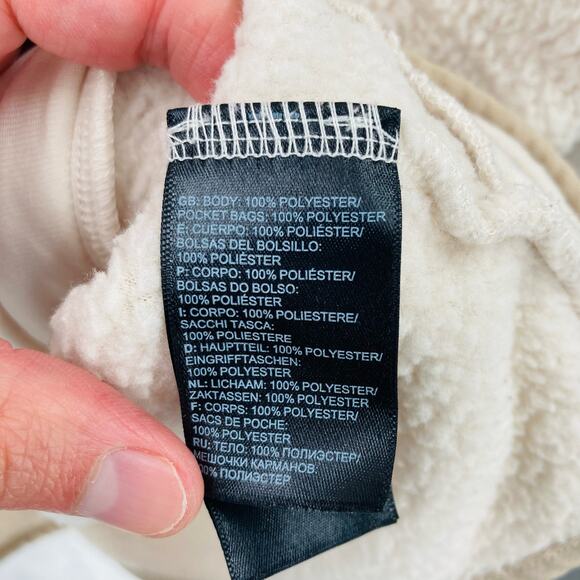 The North Face Fleece Hoodie Womens Medium Beige Sherpa Sweatshirt - Picture 5 of 11